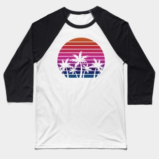 Palm Tree Silhouetted Sunset Baseball T-Shirt